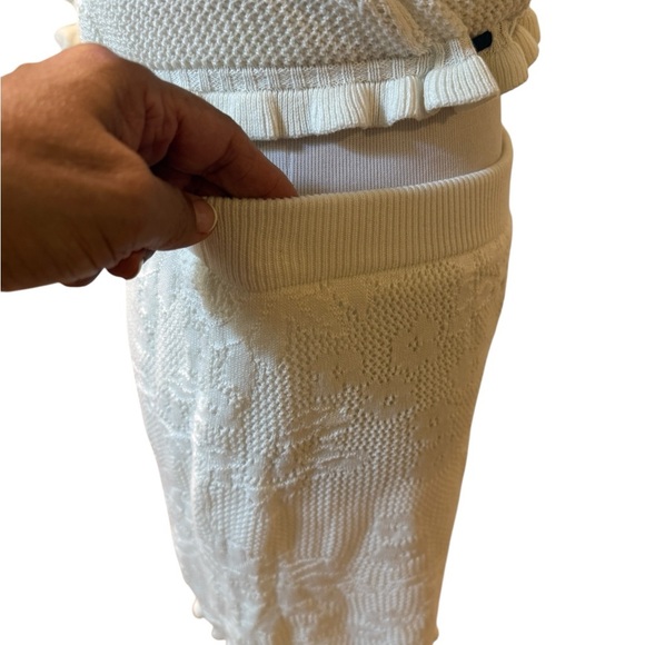 White Lace two-piece Texture Halter Ruffle Mini Skirt Two Piece. New with tag - Picture 9 of 12
